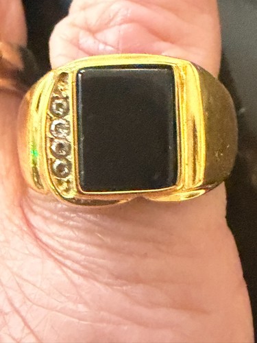 Mens gold onyx ring - ring, black