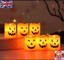 6Pcs LED Candle Light Battery Powered Pumpkin Skull Ghost Halloween Decor