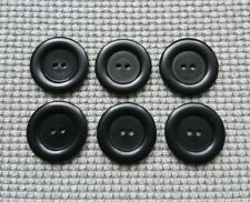 6 x Large Black 2 Hole Buttons 28mm Vintage Cardigan Coat Aran Jumper Crafts