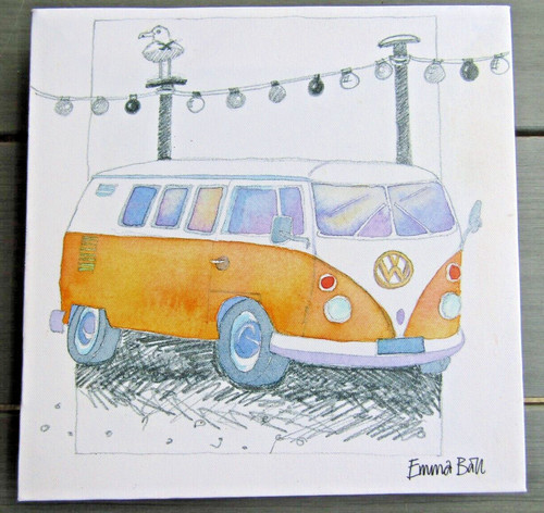 Orange campervan canvas - w,