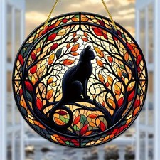 Black Cat Stained Window