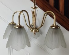 Vintage 5 Arm Chandelier With Glass Shades Ceiling Lights Lamp Pendant