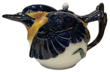 Woodland Birds Staffordshire Fine Ceramics Handpainted Kingfisher Novelty Teapot