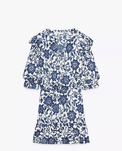 Zara blue floral print - dress, m