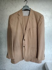 M&S Mens Linen Suit Camel UK44 L Chest 112cm 44in Trouser 38in 97cm L33in. Good