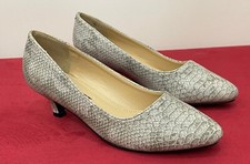 Damart Light Grey Snake Kitten Heel Court Shoes Wide & Extra Wide Fit (Ref 32)