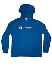 Champion Blue Printed Hoodie Large