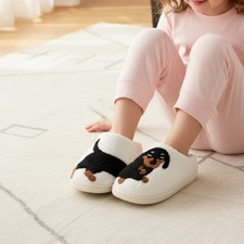 Women Indoor Cute Slippers Dog Dachshund Warm Lightweight  Bedroom Cotton Shoes