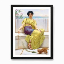 Idleness by John William Godward ~  Framed Wall Art Poster Canvas Print Picture