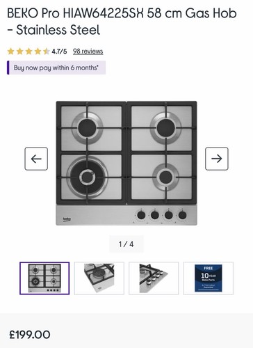 Beko hiaw64225sx 58cm burner - beko, 4