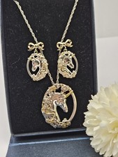 Brooks & Bentley Sterling Silver Unicorn Pendant  Chain & Matching Earrings