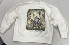 Vans Crewneck Soft Sweatshirt Skeleton & Butterflies Womens Size XS White