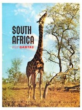 Vintage Qantas Flights To South Africa Airline Poster Print A3/A4
