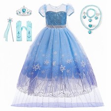 Girls Elsa Fancy Dress Costume