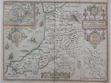 ANTIQUE JOHN SPEED MAP WALES CARDIGANSHIRE EDITION HENRY OVERTON 18th CENTURY