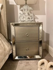 Bedside Cabinets Pair With Smoke Mirror Panelling In Dark Gold