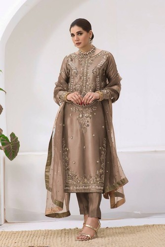 Pakistani beige salwar kameez - salwar,