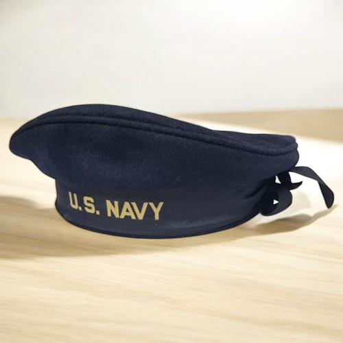 Wwii navy wool beret hat - navy,