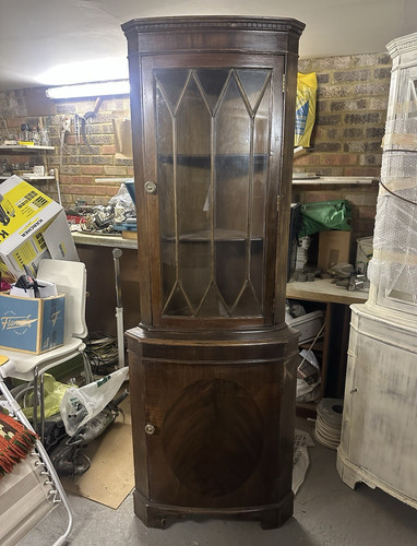 Antique brown wood glass - antique, &