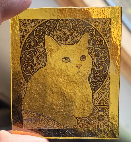 Stained glass cat traditional - cat,