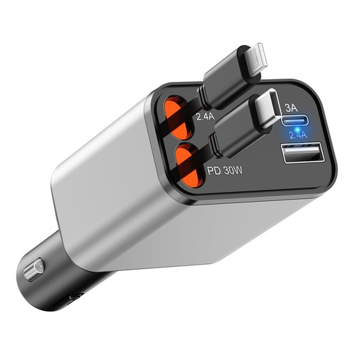 Retractable car charger 69w - retractable,