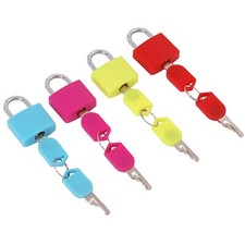 4PC SMALL COLOURED COATED BRASS PADLOCKS TRAVEL LUGGAGE BAG SUITCASE PADLOCK SET