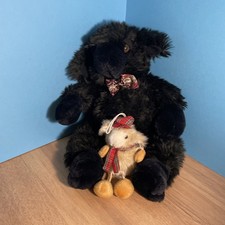 Richard Lang Sheep Plush Soft Toy Shaggy Fleece Bow Tie Vintage  10" black + 1