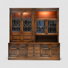 Old Charm Large Wall Unit Bookcase Display Drinks Tudor Brown FREE UK Delivery*