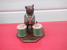 Sewing item,Black Forest Bear cotton reel holders,pin cushion and thimble.