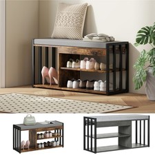 Shoe Bench with 3 Open Shelves