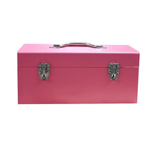 Pink Tool Box Portable Metal Tool Organizer Case Waterproof With Metal Latch New