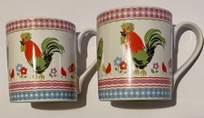 Cath Kidston By Churchill Fine China Pair Of Rooster Chicken Coffee/Tea Mug 