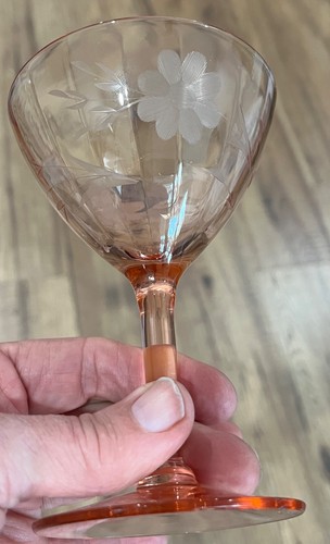 Vtg sherry pink etched - pink, optic