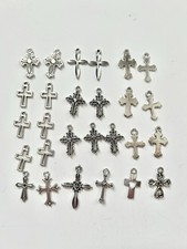 Small Silvertone Cross Charms