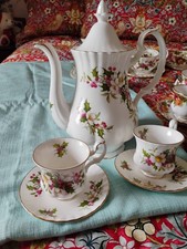 Royal Albert Vintage  Winter Garden Coffee Pot and 2 Matching Cups and Saucers