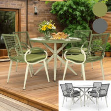 Rattan Garden Dining Set Glass