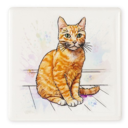 Ginger cat ceramic drinks - cat,