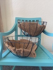 Two Large Black Metal Hanging Baskets With New Coir Inserts Diameter 14”/36 cm