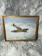 Vintage Oil Painting  legend Graham woodcraft  Supermarine Spitfire WWII RAF