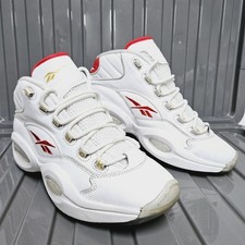 Reebok Question Mid Allen Iverson Size UK 8 White Scarlet Red Leather GX0230