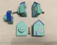 Set Of 5 Bird House Beach Hut Shed Shape Ceramic Drawer Cupboard Knobs FREE P&P!