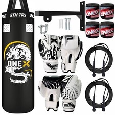 Punch Bag 3ft Filled Boxing Training Set with 6oz Sparring Gloves MMA Kickboxing