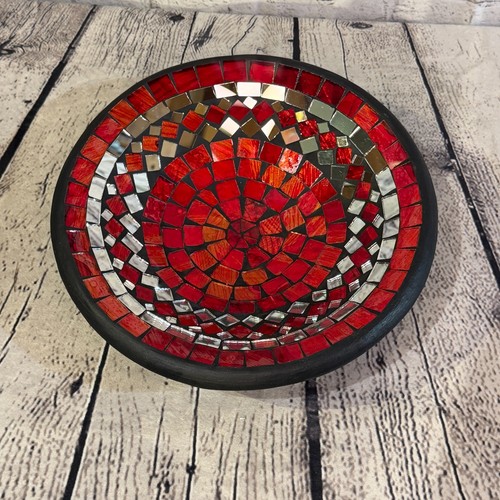 28cm red round mirror mosaic - 28cm,