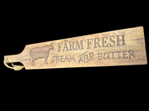 Butcher block carved cow farm - block,