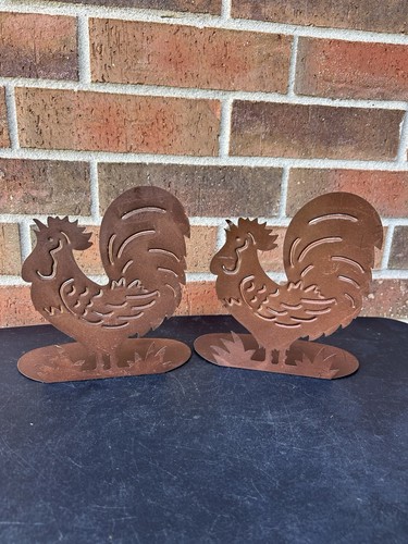 Rustic rooster silhouettes end - rooster,