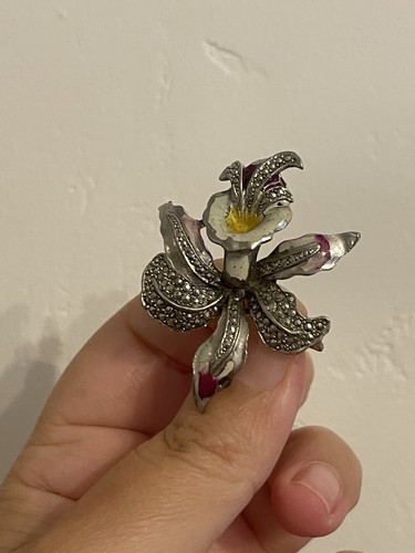 Pink enamel and marcasite - enamel,