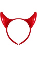 RED DEVIL HORNS HEADBAND HAT LADIES FANCY DRESS ACCESSORY SATAN HALLOWEEN