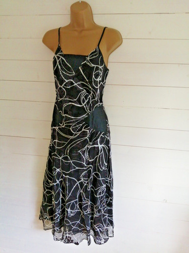 Black silver dress - black,