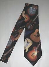Ralph Marlin Guitar II Mens Neck Tie Classic Acoustic Electric Music Black