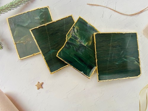 Jade green agate coasters - jade,
